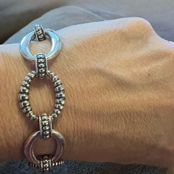 LAGOS Oval Fluted Link Bracelet Sterling Silver 925 - Picture 9 of 9